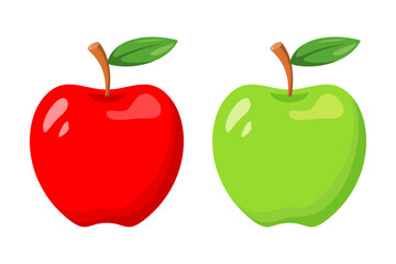 Red and Green Apple Icon Set, Minimalistic Design for Logo, Symbol, Poster, and Branding, Editable and Scalable Vector Illustration Isolated on Vibrant Pink Background