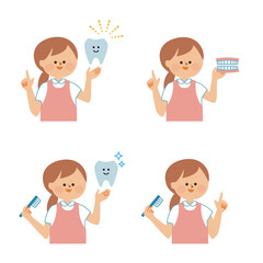 歯科　歯科衛生士　助手　セットイラスト素材