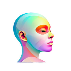 Obraz premium Vibrant profile of a futuristic humanoid figure with abstract color patterns