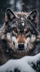 Obraz premium The Majestic Wolf in its Natural Habitat - Cinematic Wildlife Scene