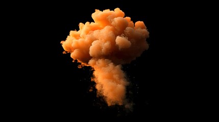 Black background, orange smoke clouds floating in the air