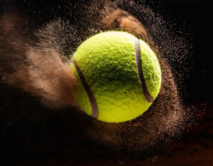 Capture a spinning tennis ball with dust particles in motion