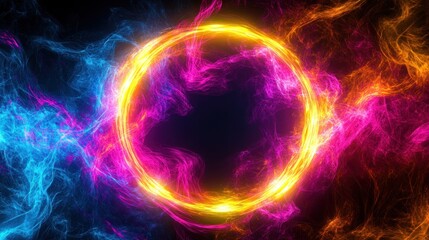 Obraz premium Abstract Circular Energy with Blue and Orange Glowing Lines