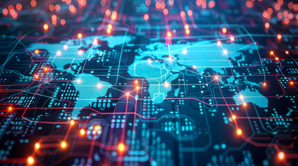 Fototapeta premium Digital map of the world with marked business connections