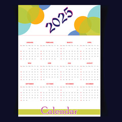 2025 Full Page Vector Calendar Design