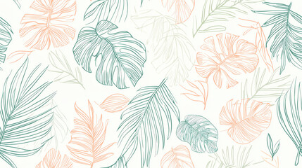 A green and white background with a pattern of leaves and flowers