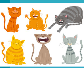 Obraz premium cartoon cats and kittens animal characters set
