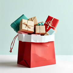 Santa's gift bag in paper craft