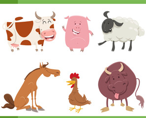 Fototapeta premium cartoon funny farm animal characters set