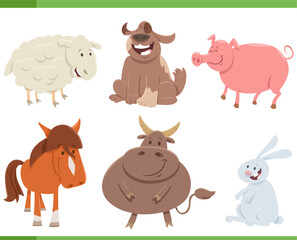 funny cartoon farm animal characters set