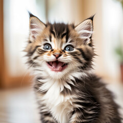 Fototapeta premium portrait of a cute cat laughing and smiling