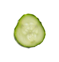 Slice of ripe cucumber isolated on white