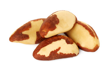 Tasty Brazil nuts isolated on white. Healthy snack