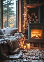 Fototapeta premium fireplace in the room