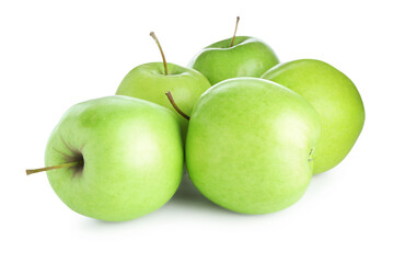 Many fresh green apples isolated on white