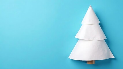 Fototapeta premium White paper Christmas tree on blue background