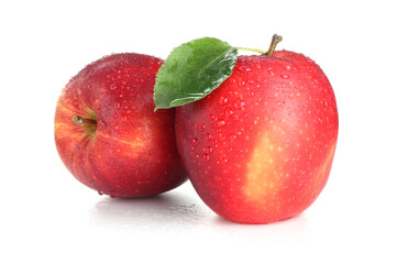 Two fresh red apples isolated on white