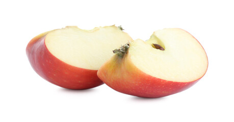 Slices of fresh ripe apple isolated on white