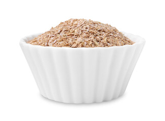 Buckwheat bran in bowl isolated on white