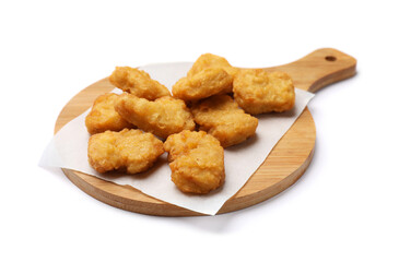 Delicious fresh chicken nuggets isolated on white