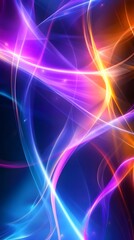 Abstract wallpaper with vibrant blue, purple and orange colors, featuring smooth curves in the background