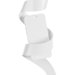 Phone and Ribbon Mockup for Elegant and Celebratory Tech Accessory Presentation