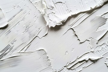 Obraz premium Photo of Many rough white smears of acrylic oil paint on flat surface. Background texture for backdrops or mapping