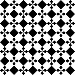 Seamless pattern with geometric motifs in black and white