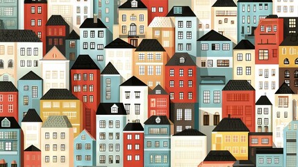   A lot of houses arranged in rows on a sheet with building diagrams