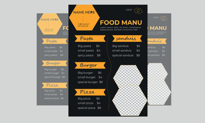 modern food manu flyer design. creative food flyer design.
