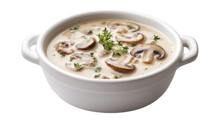 Mushroom soup. Creamy mushroom dish with porcini and chanterelle, autumn seasonal recipe for a cozy meal, top view, hot, and healthy ingredients.