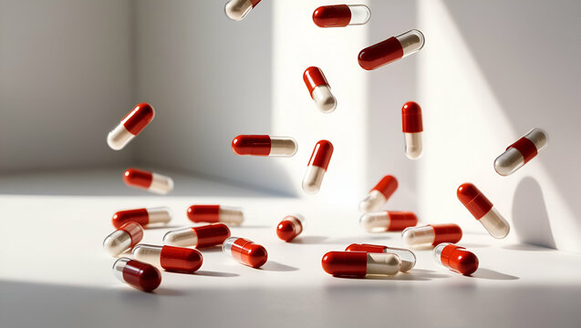 capsules, teblet, medicines, dose, red, white, 