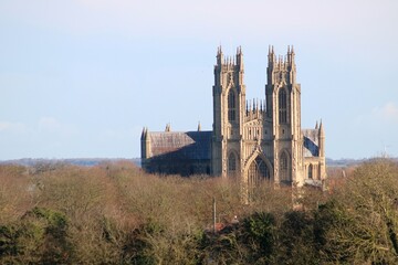 Fototapeta premium Autumnal telephoto of Beverley Minster from the Westwood.