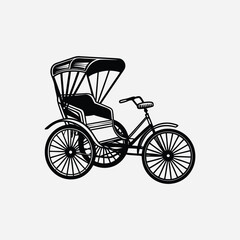 Fototapeta premium Black Silhouette of Rickshaw
