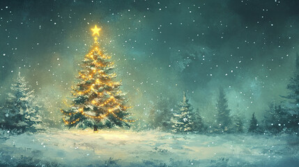 Enchanted Christmas Tree in a Snowy Forest (christmas-tree)