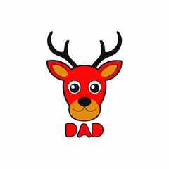 cute deer head vector illustration with text Dad with white background 