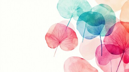   A photo of a group of green foliage against a clean white backdrop, featuring a vibrant blue and red design at the base