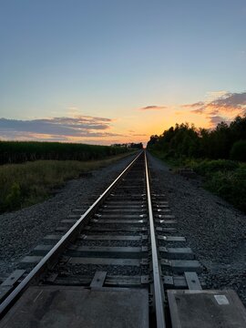 railway in the sunset