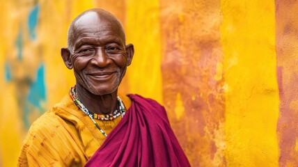 Naklejka premium Kind Elderly African Man in Traditional Robes