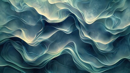 Abstract teal and beige wavy pattern.