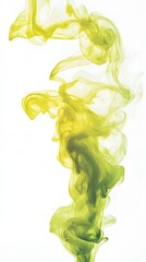 A yellow smoke with black edges, swirling and rising from the bottom of an all-white background