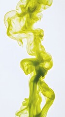 A yellow smoke with black edges, swirling and rising from the bottom of an all-white background