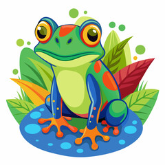 3D type A frog Colorful image, nature background on white background. Vibrant Frog Illustration: Colorful Nature-Inspired Artwork