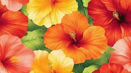  Close-up of colorful flowers with green leaves beneath vibrant petals