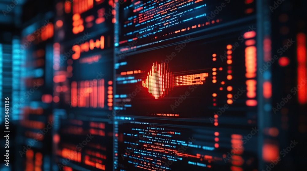 Poster cybersecurity data stream: digital key encryption