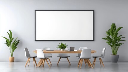 Clean Slate - Modern and Versatile Blank White Wall in Meeting Room,3D rendering