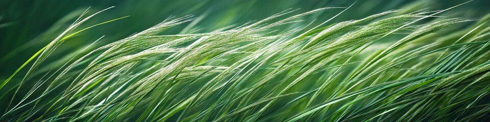Fototapeta premium A close-up of tall grass, swaying in the breeze, revealing intricate patterns formed by the plants.