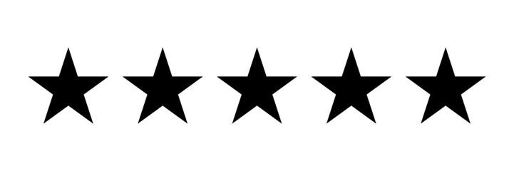 5 black stars. Five star vector icon