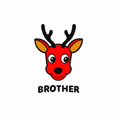 cute deer head vector illustration with text Brother with white background 