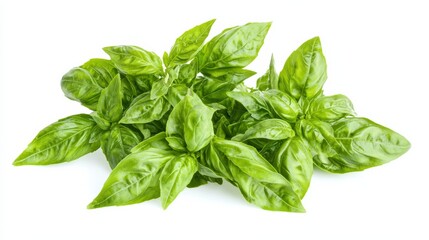 Fototapeta premium A bunch of fresh basil leaves with their fragrant aroma and vibrant green color, Each leaf's aromatic flavor and culinary versatility captured with precision